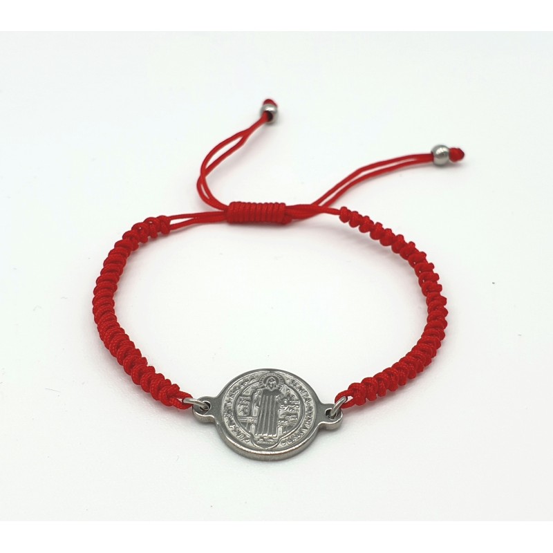 Pulsera SANTO BENITO protección contra el mal de ojo, montada en acero inoxidable.