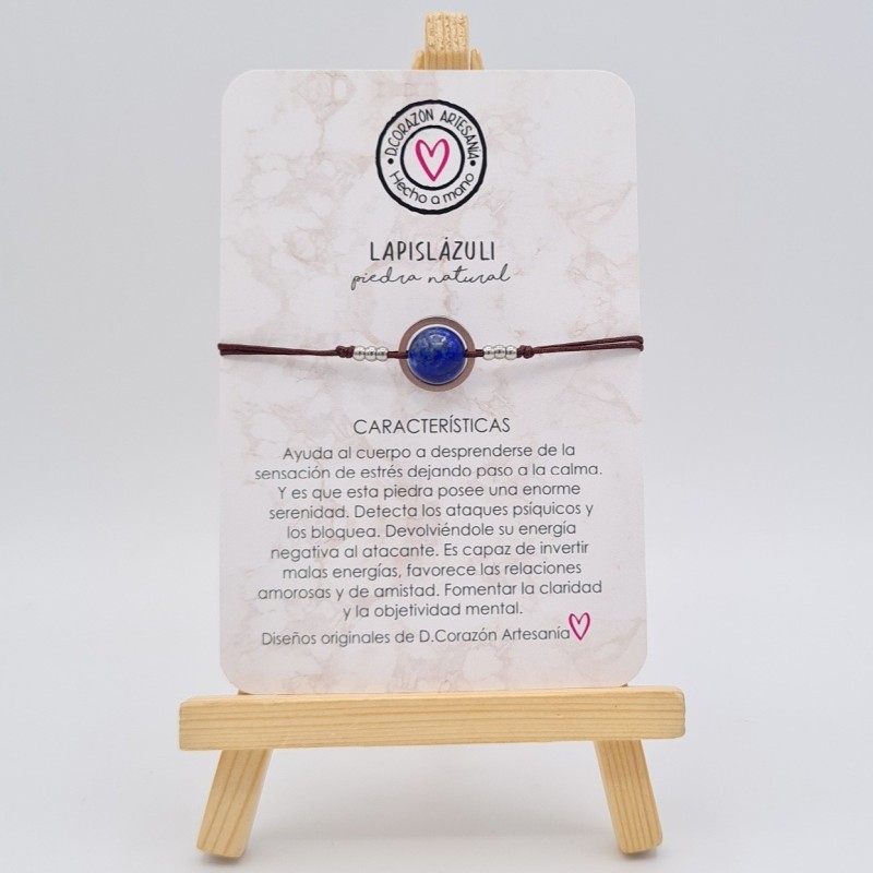 Pulsera PIEDRA LAPISLÁZULI, ajustable para todas las tallas, acero inoxidable.