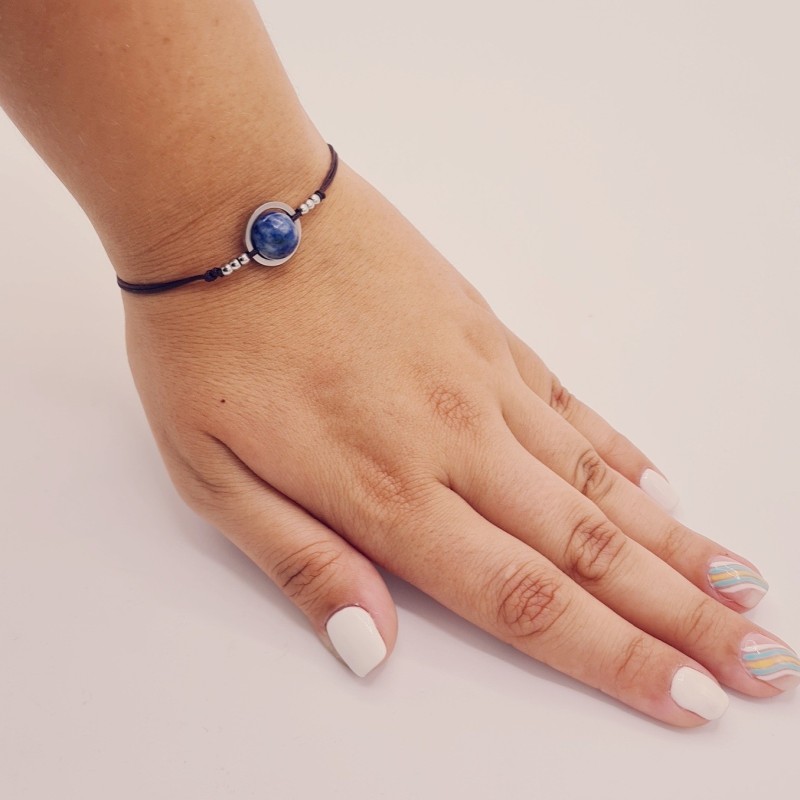 Pulsera PIEDRA LAPISLÁZULI, ajustable para todas las tallas, acero inoxidable.