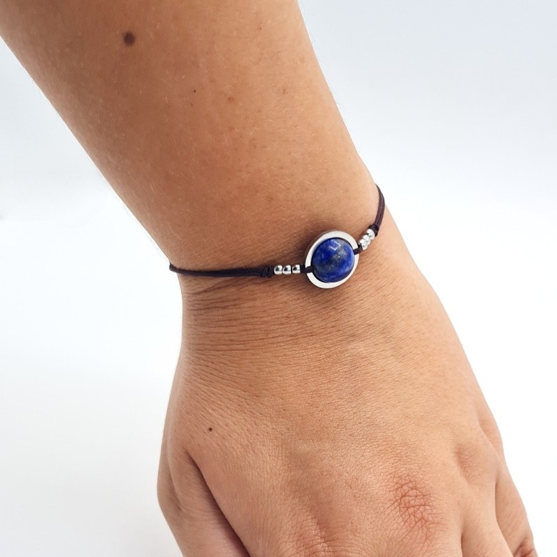 Pulsera PIEDRA LAPISLÁZULI, ajustable para todas las tallas, acero inoxidable.