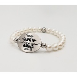 Pulsera ORIGEN, con frase (Tengo suerte de tener una amiga como tú) elástica.