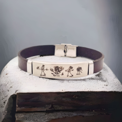 Pulsera de cuero con dibujo infantil regalo día del padre | Dcorazon