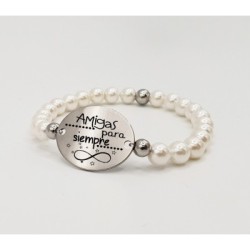 Pulsera ORIGEN, con frase (Amigas para siempre) elástica.