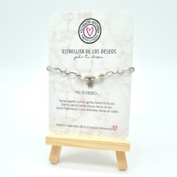 Pulsera DE LOS DESEOS, montada en acero inoxidable y dos perlas naturales.