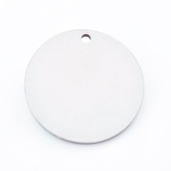 Medalla de 25mm, para añadir a un producto existente, incluye el grabado delantero, acero inoxidable.