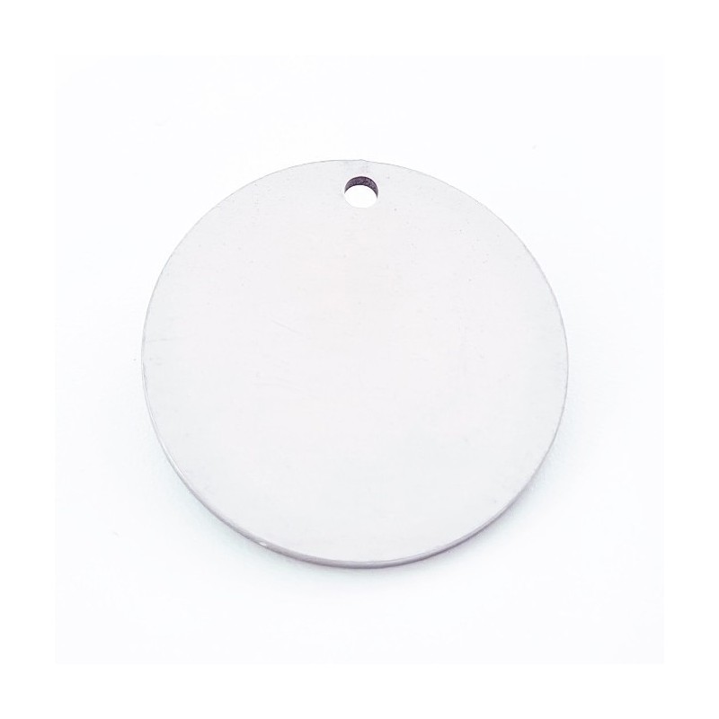 Medalla de 25mm, para añadir a un producto existente, incluye el grabado delantero, acero inoxidable.