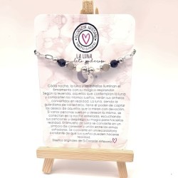 Pulsera Protectora, LUNA, protege y calma, perla, ajustable.