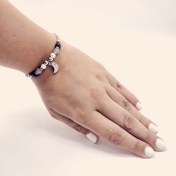 Pulsera Protectora, LUNA, protege y calma, perla, ajustable.