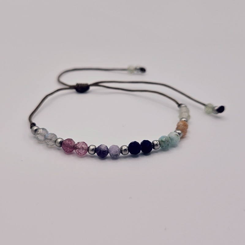 Pulsera protectora, combinación de piedras energéticas, ajustable para todas las tallas, acero inoxidable.