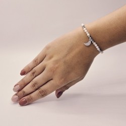 Pulsera Protectora, LUNA, protege y calma, perla, ajustable.