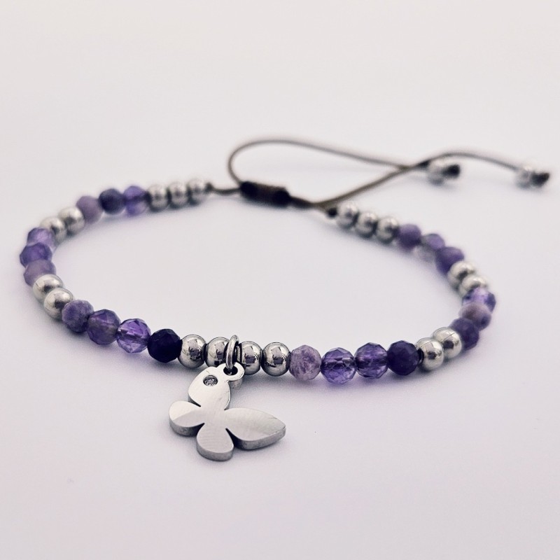Pulsera protectora, combinación de piedras energéticas, ajustable para todas las tallas, acero inoxidable.