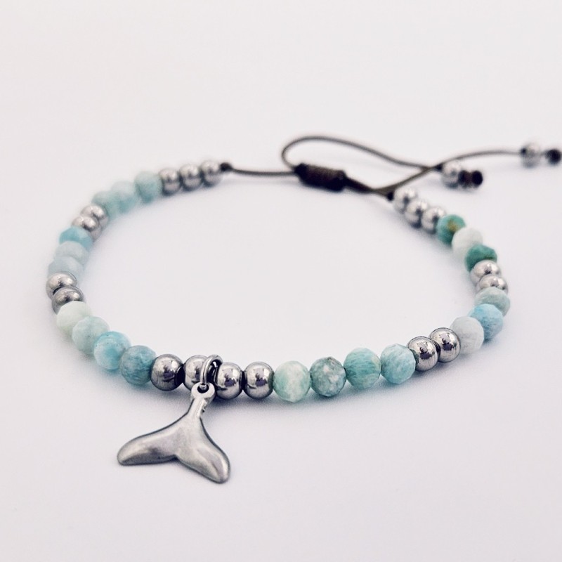 Pulsera protectora, combinación de piedras energéticas, ajustable para todas las tallas, acero inoxidable.