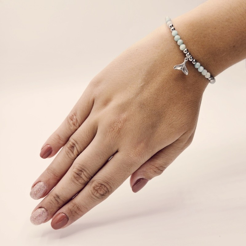 Pulsera protectora, combinación de piedras energéticas, ajustable para todas las tallas, acero inoxidable.