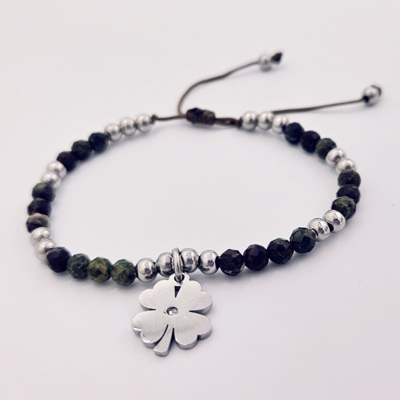 Pulsera protectora, combinación de piedras energéticas, ajustable para todas las tallas, acero inoxidable.