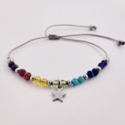 Pulsera protectora, combinación de piedras energéticas, ajustable para todas las tallas, acero inoxidable.