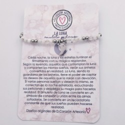 Pulsera Protectora, LUNA, protege y calma, perla, ajustable.