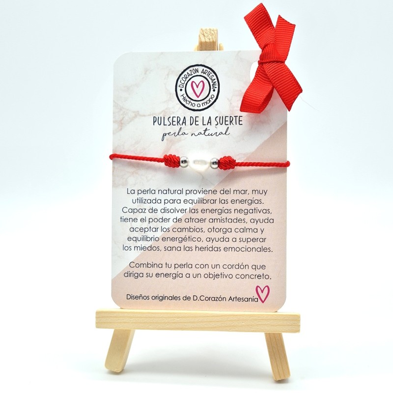 Pulsera PERLA DE LA SUERTE, protección y suerte, montada en acero inoxidable.