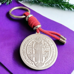 Llavero SANTO BENITO protección contra el mal de ojo, montada en acero inoxidable | Dcorazón