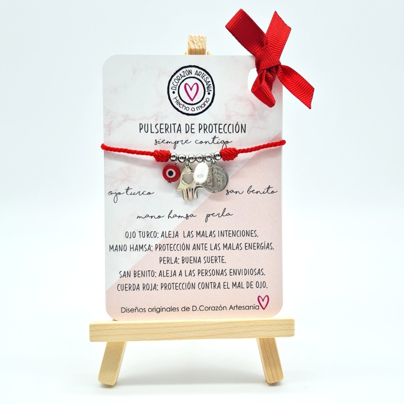 Pulsera SAN BENITO2 protección contra el mal de ojo, montada en acero inoxidable.