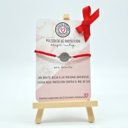 Pulsera SANTO BENITO protección contra el mal de ojo, montada en acero inoxidable.