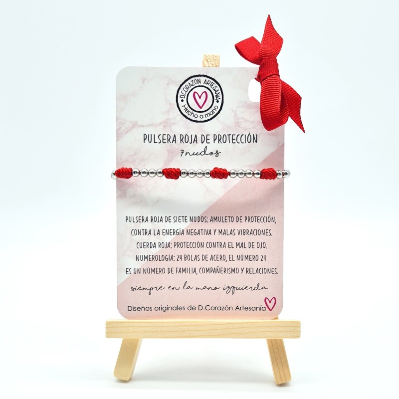 Pulsera modelo 7 NUDOS FINOS, con finales de acero, cordón de rayón.