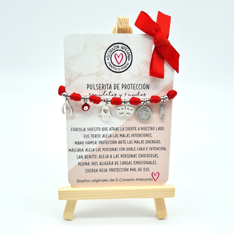 Pulsera 7 Y 7 protección contra el mal de ojo, montada en acero inoxidable.