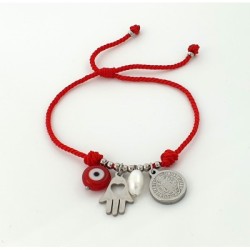 Pulsera SAN BENITO2 protección contra el mal de ojo, montada en acero inoxidable.