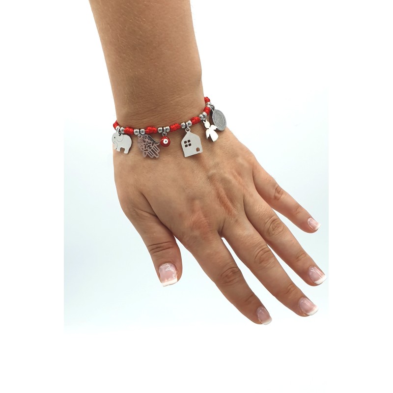 Pulsera 7 Y 7 protección contra el mal de ojo, montada en acero inoxidable.