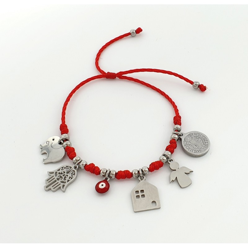 Pulsera 7 Y 7 protección contra el mal de ojo, montada en acero inoxidable.