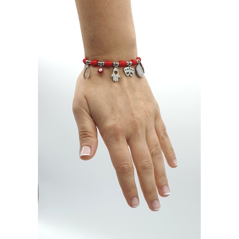 Pulsera 7 Y 7 protección contra el mal de ojo, montada en acero inoxidable.