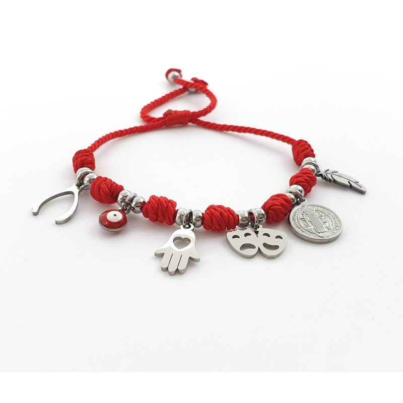 Pulsera 7 Y 7 protección contra el mal de ojo, montada en acero inoxidable.