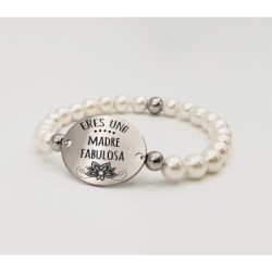 Pulsera ORIGEN, con frase (Eres una madre fabulosa) elástica.