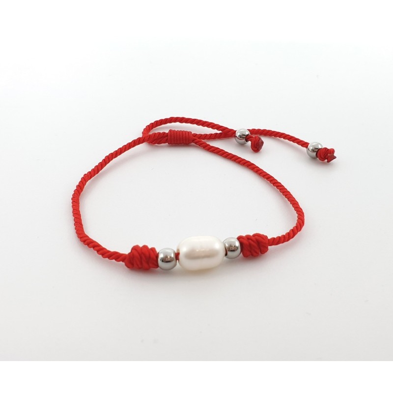 Pulsera PERLA DE LA SUERTE, protección y suerte, montada en acero inoxidable.