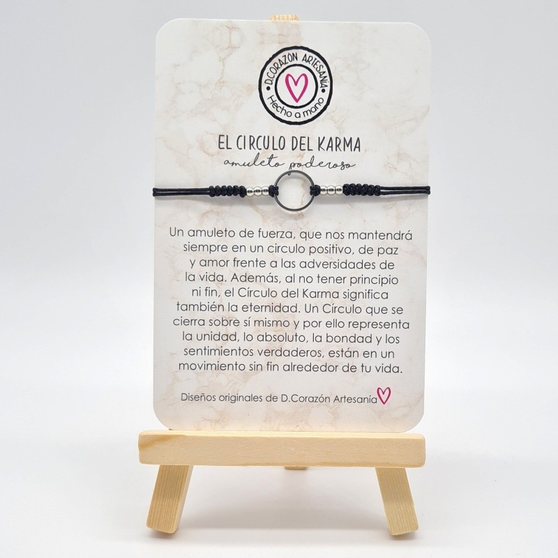 Pulsera modelo KARMA, con finales de acero, cordón de rayón.
