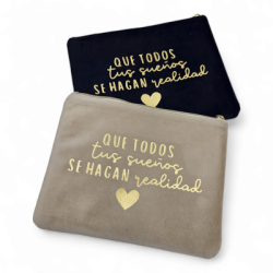 Neceser de terciopelo con frase | Dcorazon
