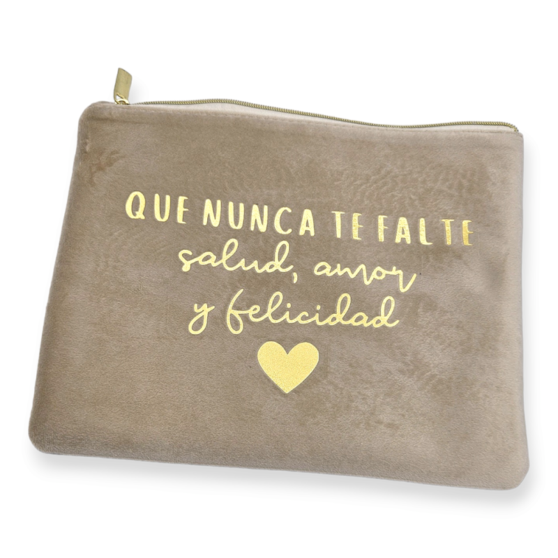 Neceser de terciopelo con frase | Dcorazon