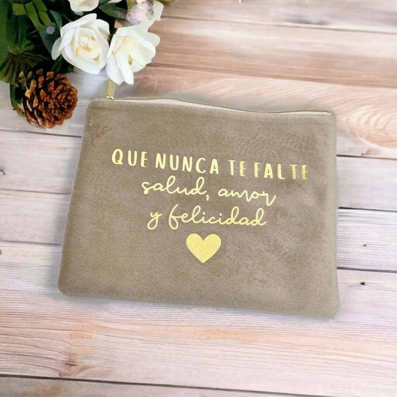 Neceser de terciopelo con frase | Dcorazon