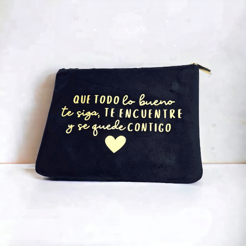 Neceser de terciopelo con frase | Dcorazon