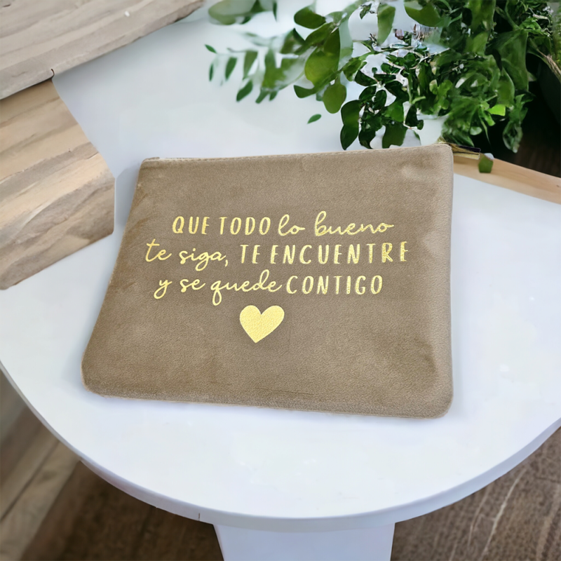 Neceser de terciopelo con frase | Dcorazon