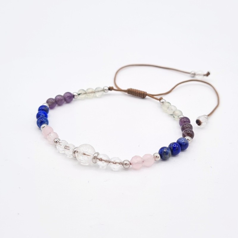 Pulsera protectora, combinación de piedras energéticas, ajustable para todas las tallas, acero inoxidable.