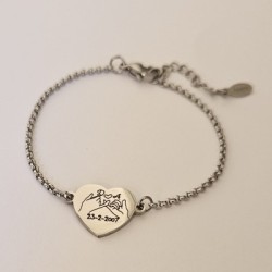 Pulsera corazón con manos con nombres personalizado | D.Corazón