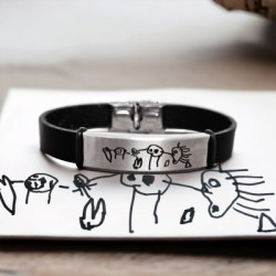 Pulsera de cuero con dibujo infantil regalo día del padre | Dcorazon