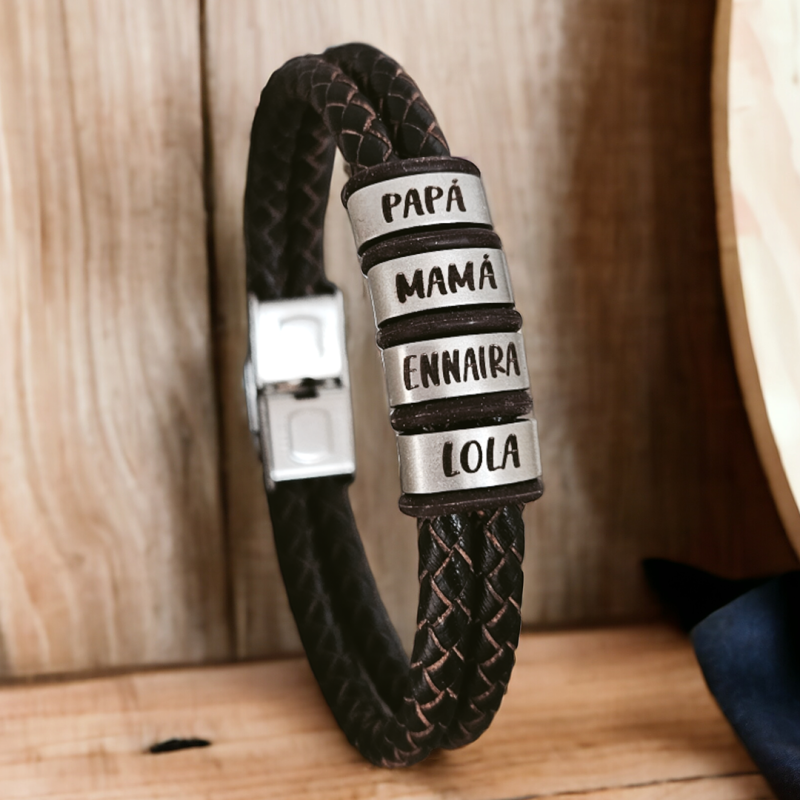 Pulsera TITI de cuero trenzado, personaliza cada eslabón | Dcorazon