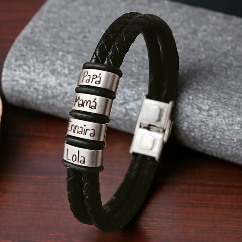 Pulsera TITI de cuero trenzado, personaliza cada eslabón | Dcorazon