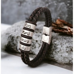 Pulsera TITI de cuero trenzado, personaliza cada eslabón | Dcorazon