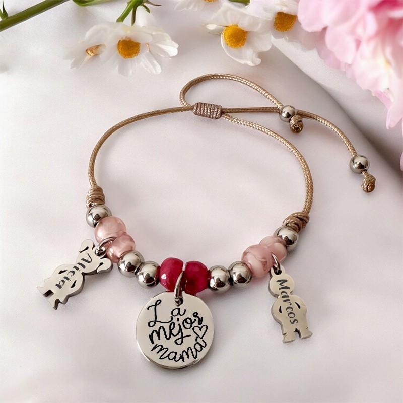 Preciosa pulsera personalizada con los nombres de los niños | Dcorazón