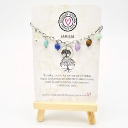Pulsera modelo FAMILIA, pulsera protectora, montada en acero y minerales.
