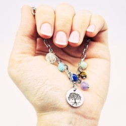 Pulsera modelo FAMILIA, pulsera protectora, montada en acero y minerales.