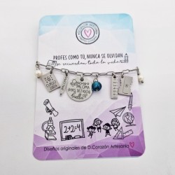 Pulsera para profesora, con abalorios de acero | Dcorazón