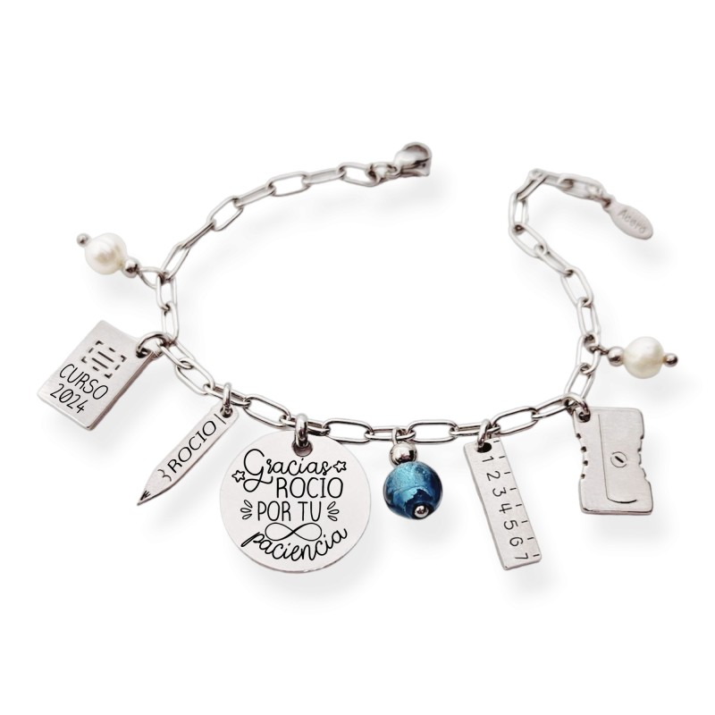 Pulsera para profesora, con abalorios de acero | Dcorazón